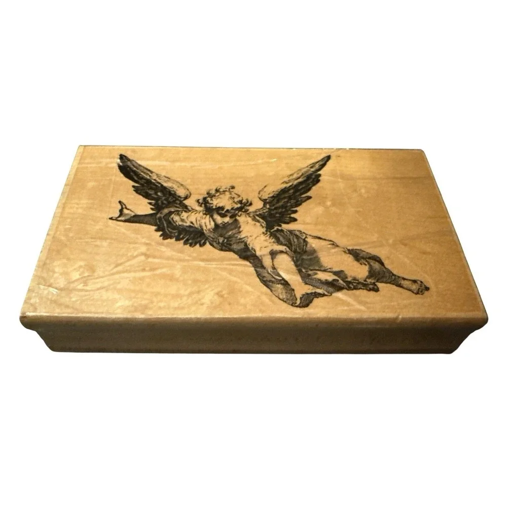 Marks Of Distinction Wood Mounted Rubber Stamp Angel Vintage 1991